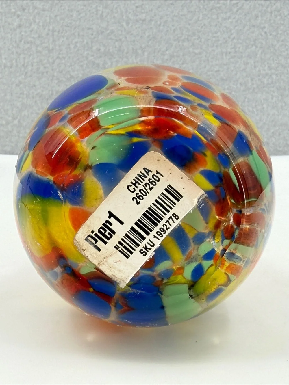 Pier 1 MultiColored Rainbow Confetti Stretch Art Glass Vase Handblown Unique 14